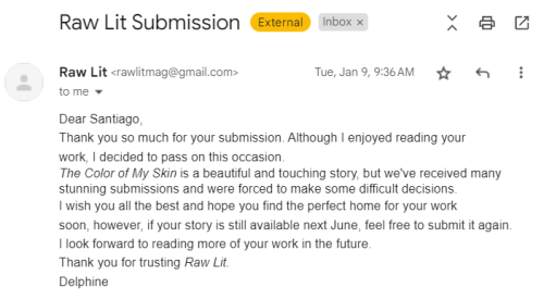A very nice rejection from Raw Lit 
